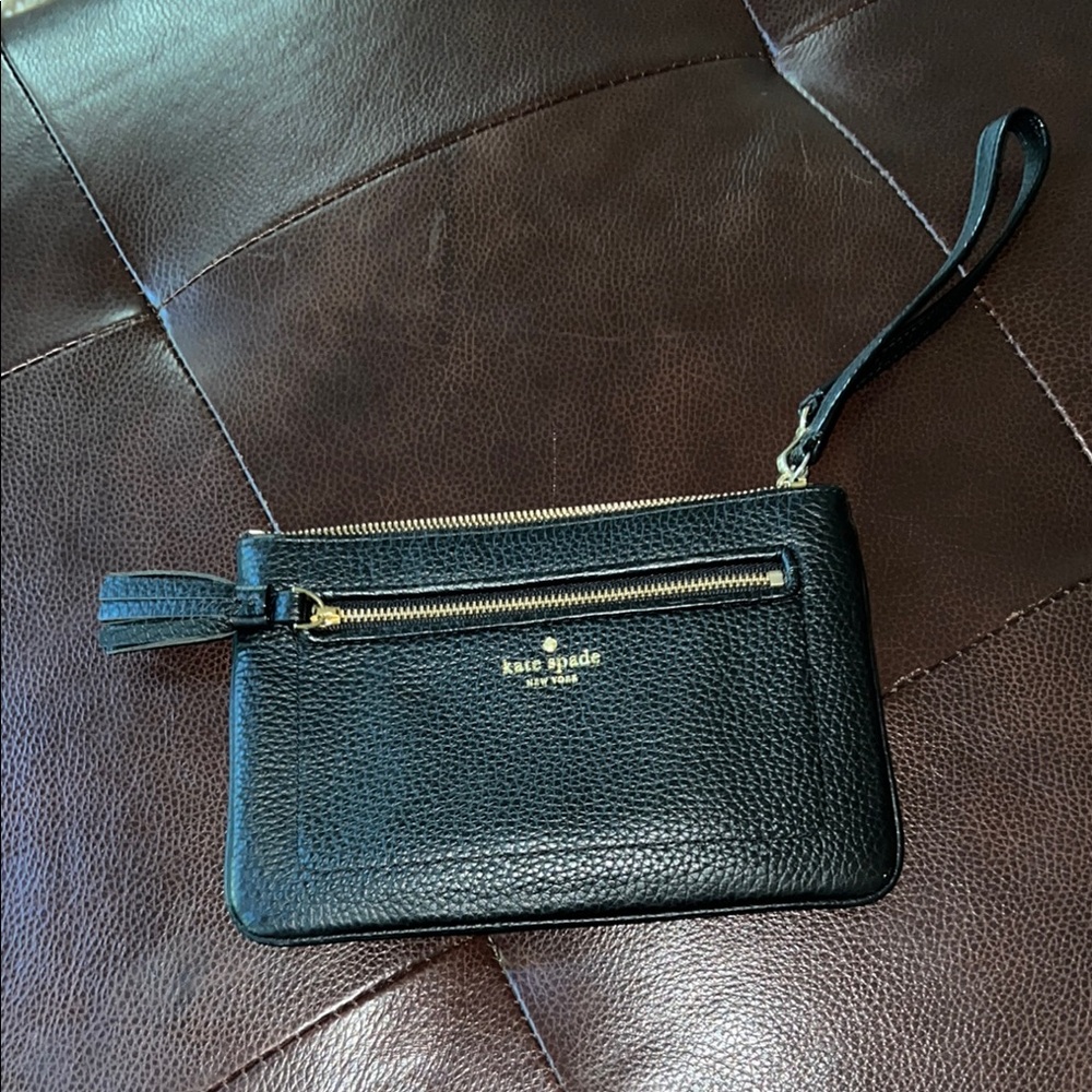 Kate Spade Black Leather Wristlet